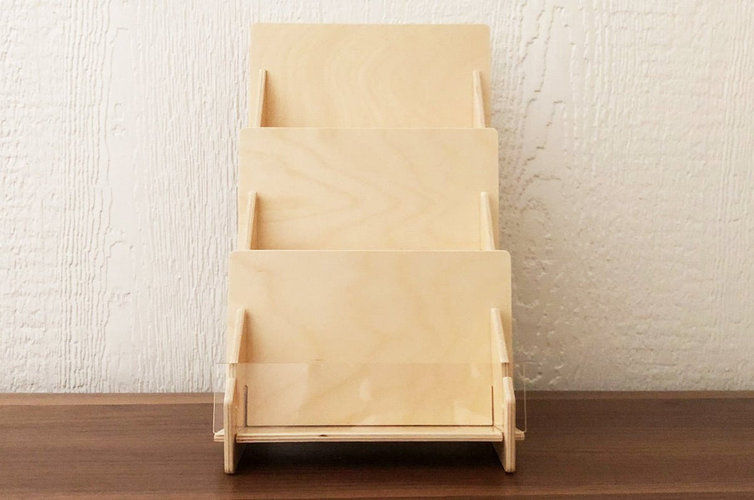 Countertop Card Display Rack Slim 3 Tier Card Display Rack Wood Countertop Holder — Clubcard ...