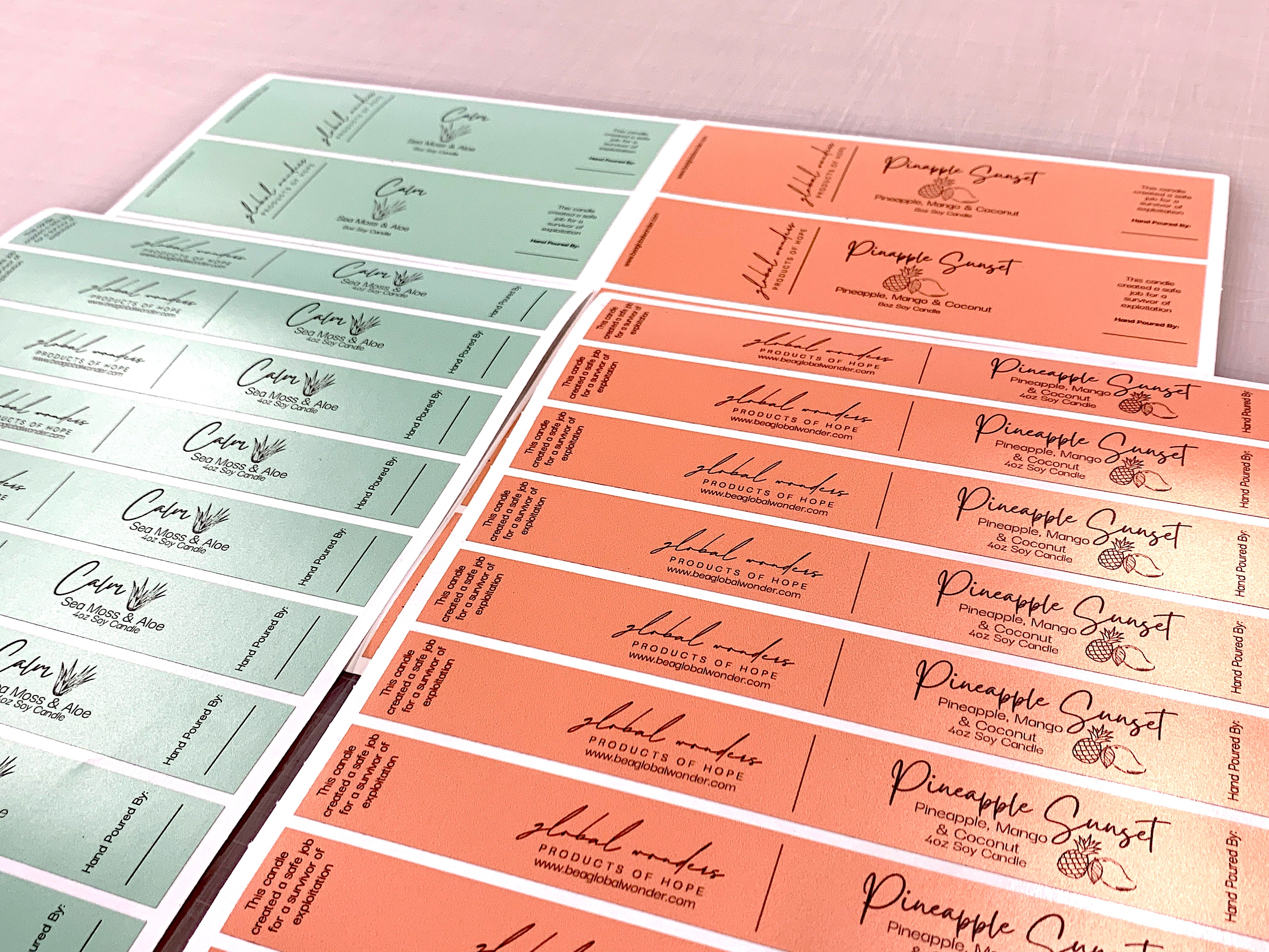 UV ink sticker sheets printed in pastel colors