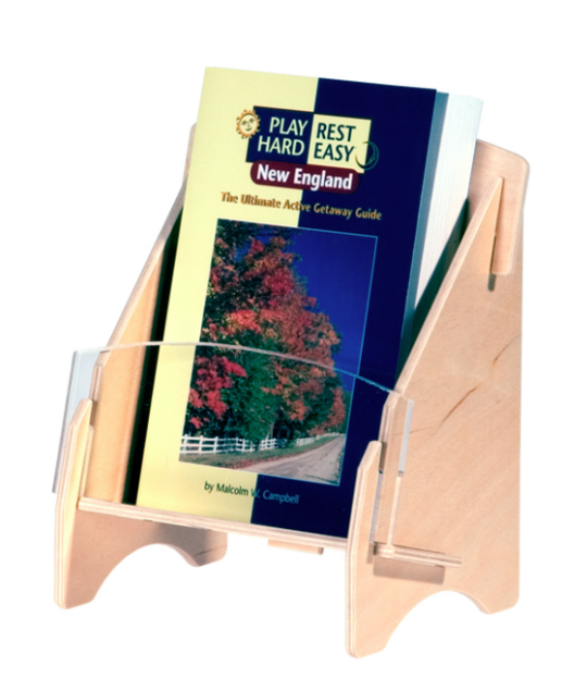 Half Sheet Birchwood Brochure Display Stand With Clear Acrylic Front