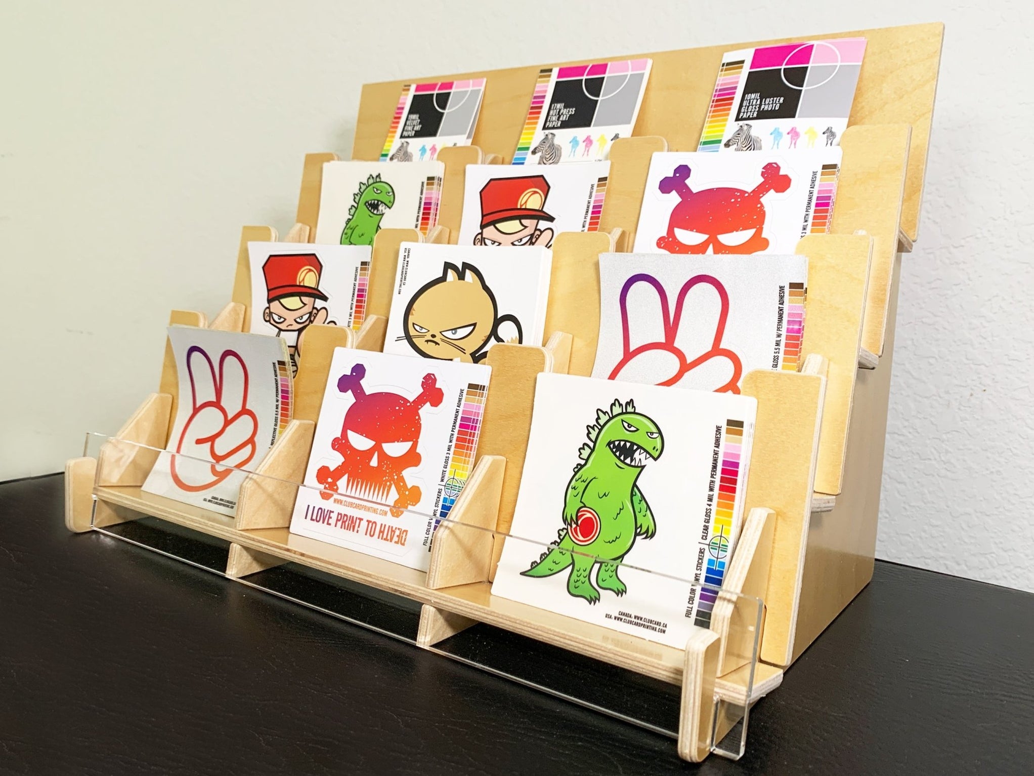 Large Sticker Rack Sticker Display Rack 12 Pocket Wood Countertop Card Holder — Clubcard ...