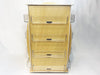 Front view of empty 16-pocket birch plywood countertop rotating display stand with clear acrylic pockets - Clubcard Printing USA
