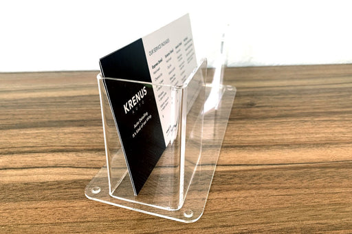 Clear Acrylic 4x9 Rack Card Stand | Clubcard Printing - Clubcard Printing USA