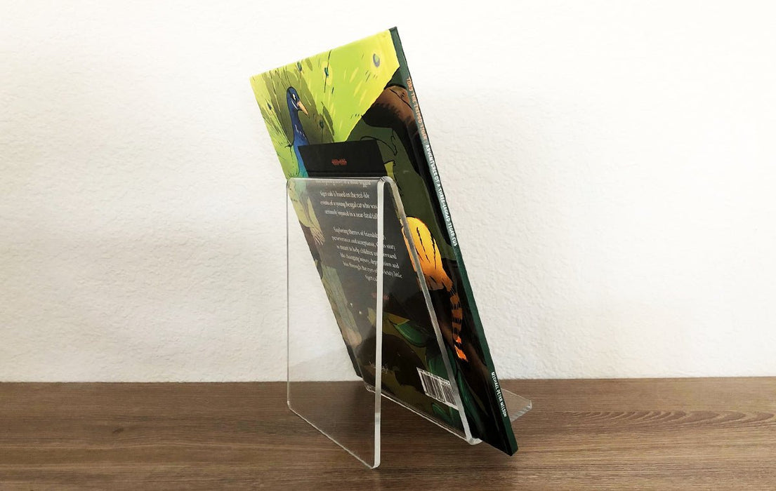 Clear Acrylic Easel Style Book Display Stand 6" Wide - Clubcard Printing USA