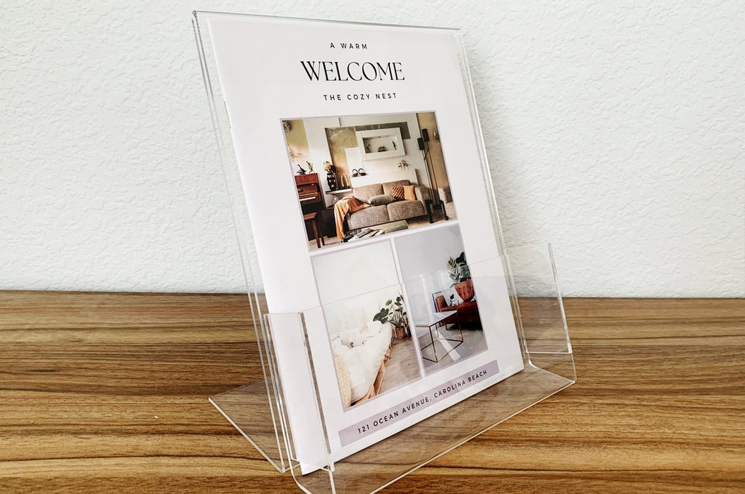 Clear Acrylic Literature Stand With Pocket | Clubcard Printing - Clubcard Printing USA