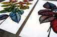 fine-art-print-giclée line art print of leaves in rainbow hues printed with archival inks on cotton on Epson archival cotton acid free paper 