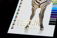 Close-up of Clubcard sample card on 19pt suede stock featuring CLUBCARD logo and text in raised gold foil