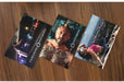 4x6 raised iridescent foil postcards printed on 19pt suede stock featuring Steven Michael Photography logo accent