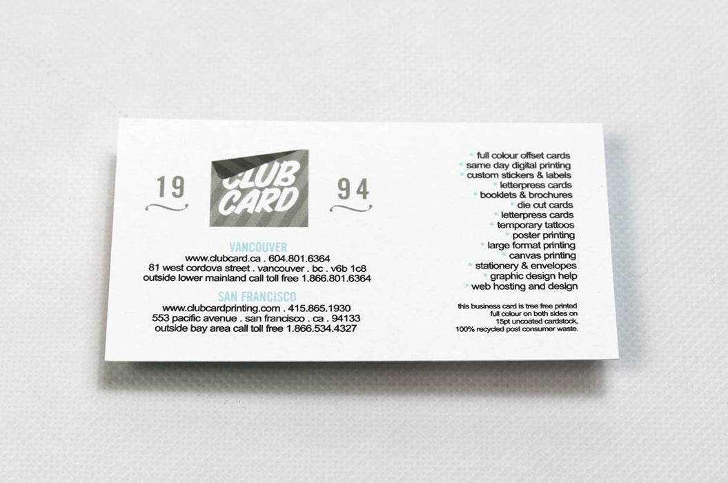 Recycled Uncoated Rack Cards 15pt - Clubcard Printing USA