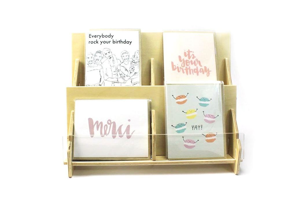 Two Level Greeting Card Display Rack With 4 Pockets
