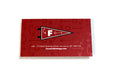 Custom business cards for Fanatic Strategy on silk laminated 19pt stock | Red background with a red pennant flag in the middle with their logo on it | Background has a simplified version of their logo in spot gloss | Clubcard Printing USA