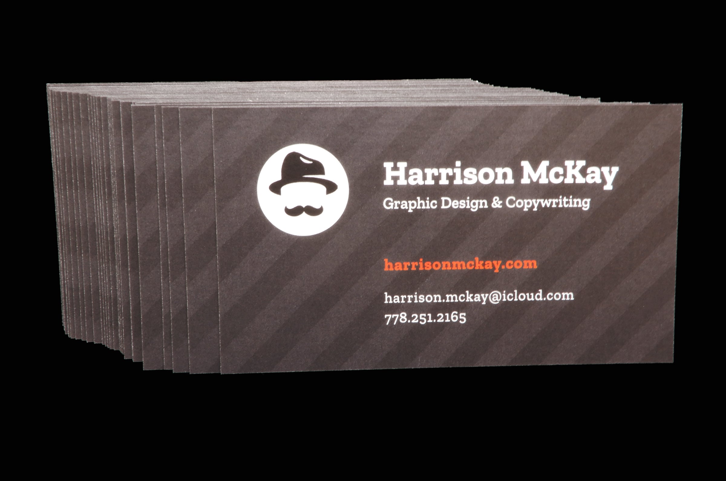 Custom business cards for Harrison Mckay on silk laminated 19pt stock | Clubcard Printing USA