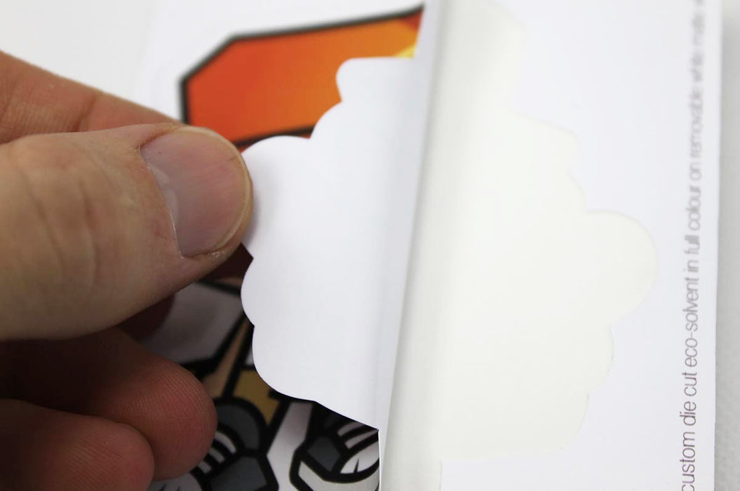 125 Imprinted White Vinyl Permanent Adhesive Die Cut Custom Decal