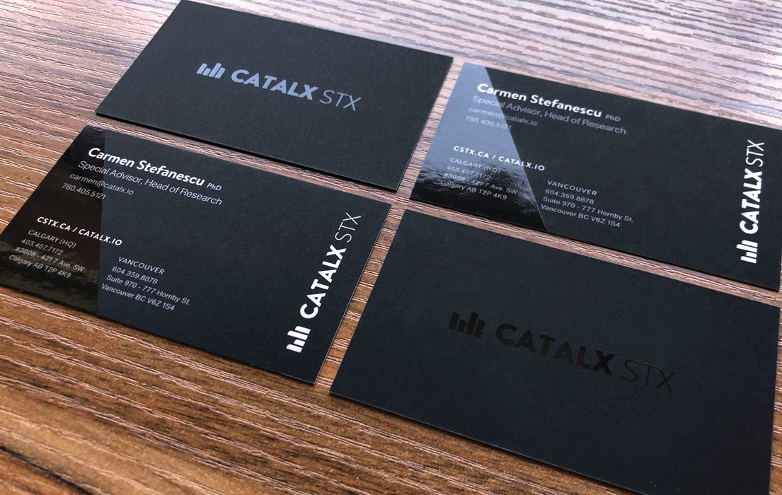 Pure Black 34 pt Soft Touch Laminated Foil Stamed Business Cards — Clubcard  Printing USA
